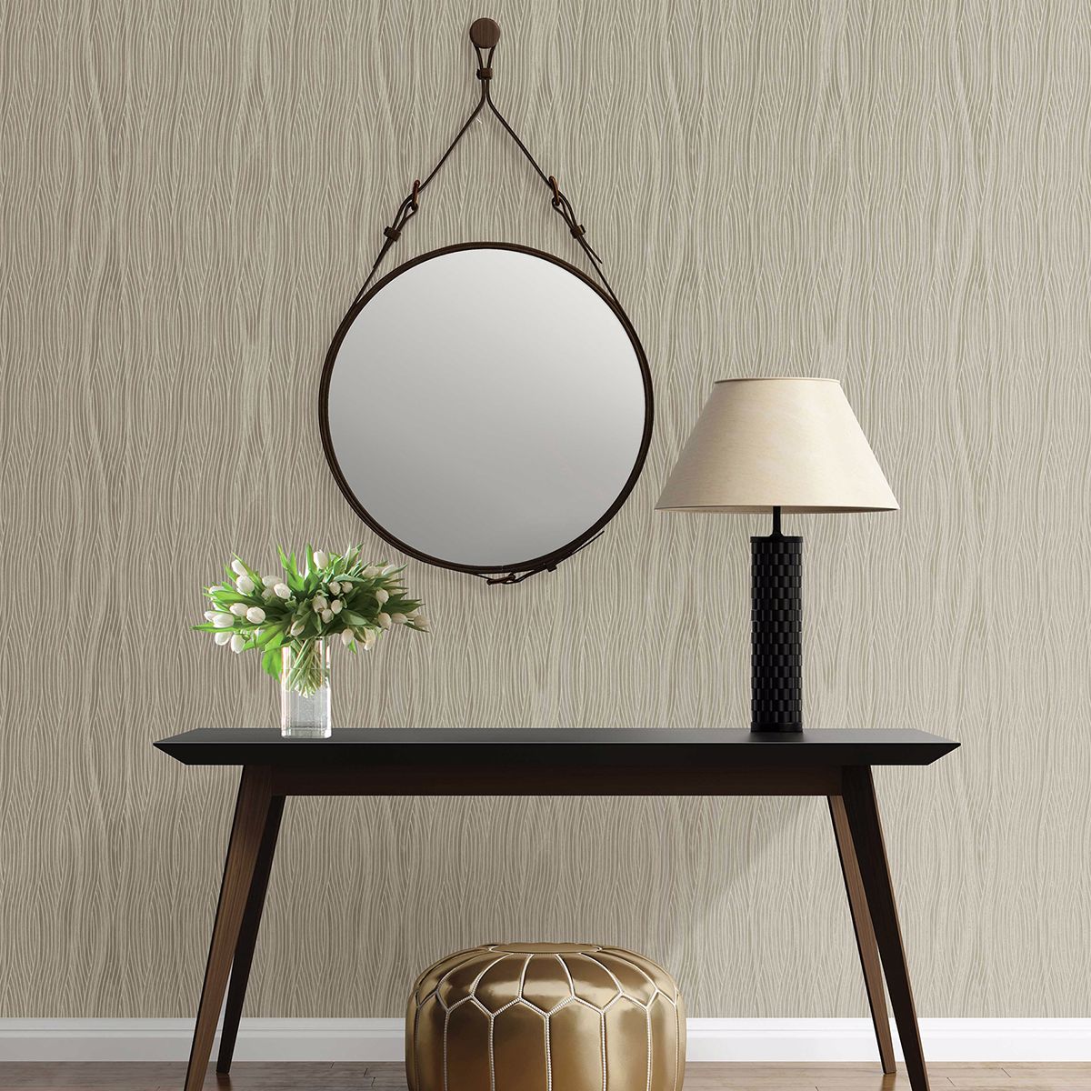 2959SDM10503 Grayson Taupe Geometric Wallpaper by Brewster