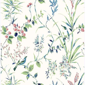Show details for Mariko Green Botanical Wallpaper