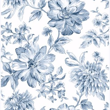 Show details for Gabriela Blue Floral Wallpaper
