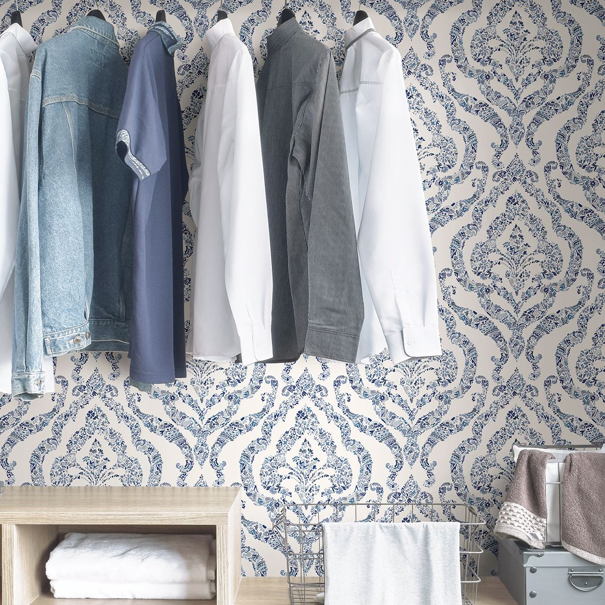 NUS3547 Blue Guildford Peel and Stick Wallpaper by NuWallpaper