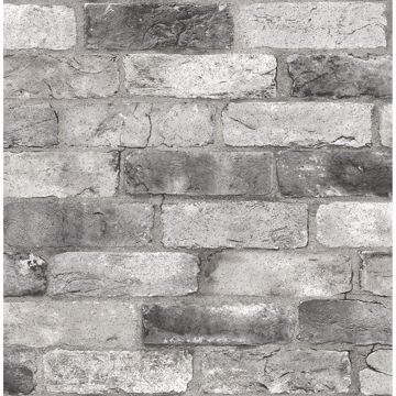Show details for Grey London Brick Peel and Stick Wallpaper