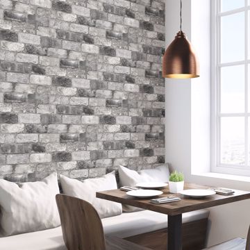 Show details for Grey London Brick Peel and Stick Wallpaper