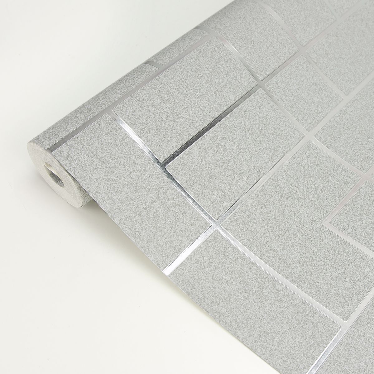 292742491 Mason Silver Geometric Wallpaper by Brewster