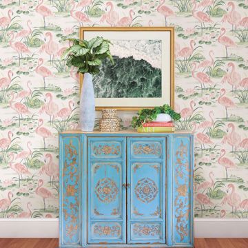 Show details for Everglades Coral Flamingos Wallpaper