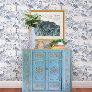 Show details for Everglades Blue Flamingos Wallpaper