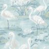 Picture of Everglades Aqua Flamingos Wallpaper