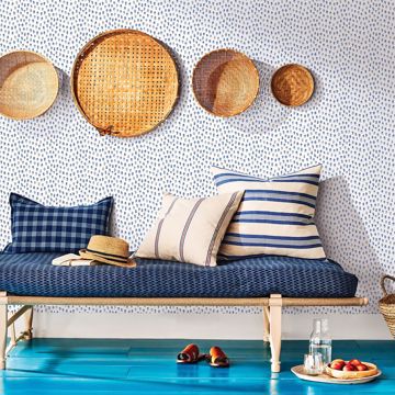 Show details for Sand Drips Blue Painted Dots Wallpaper
