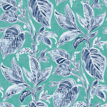 Picture of Mangrove Teal Botanical Wallpaper