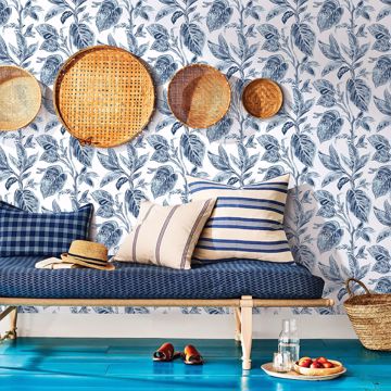 Show details for Mangrove Blue Botanical Wallpaper