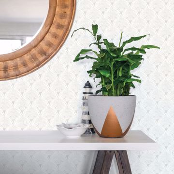 Show details for Santiago Grey Scalloped Wallpaper