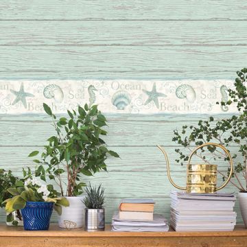 Show details for Rehoboth Mint Distressed Wood Wallpaper