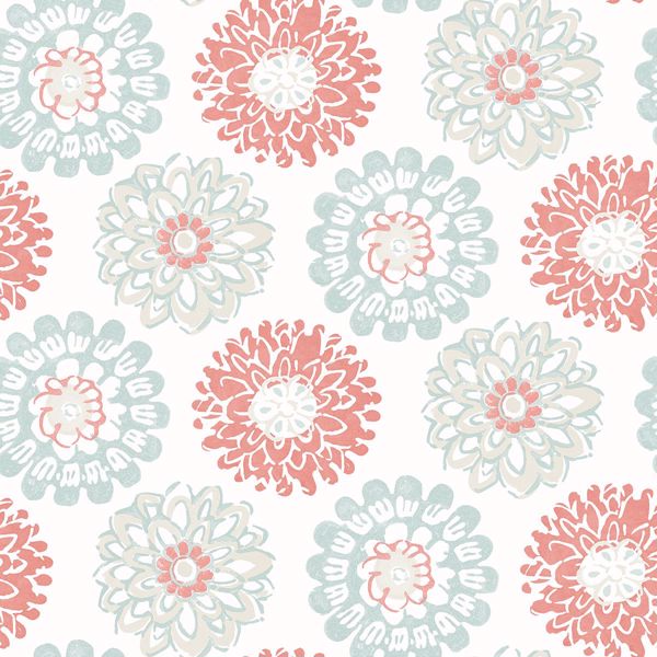 Picture of Sunkissed Coral Floral Wallpaper