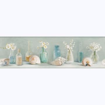 Show details for Cahoon Teal Vases Border