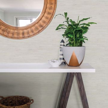 Show details for Waverly Light Grey Faux Grasscloth Wallpaper