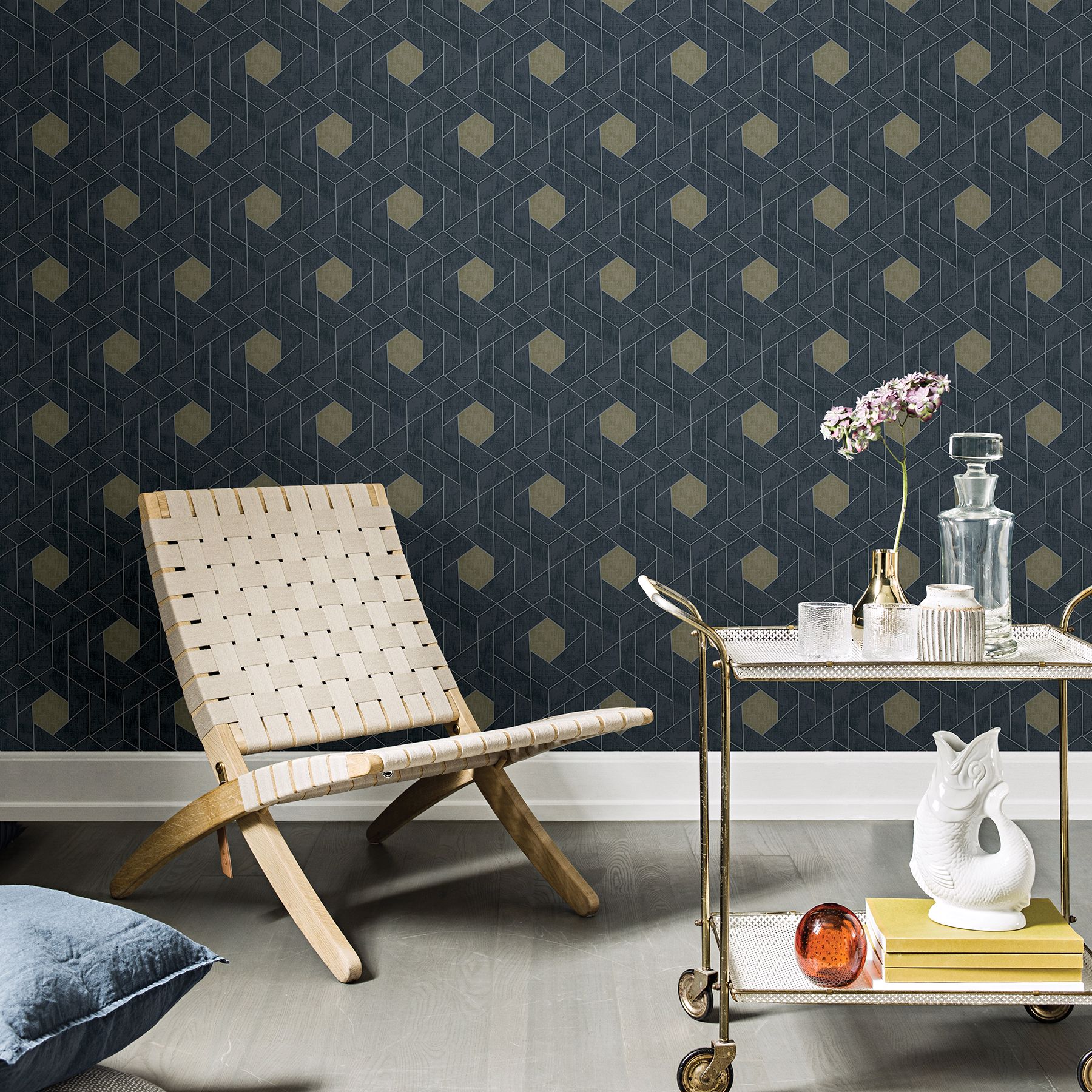 296425900 Granada Charcoal Geometric Wallpaper by AStreet Prints