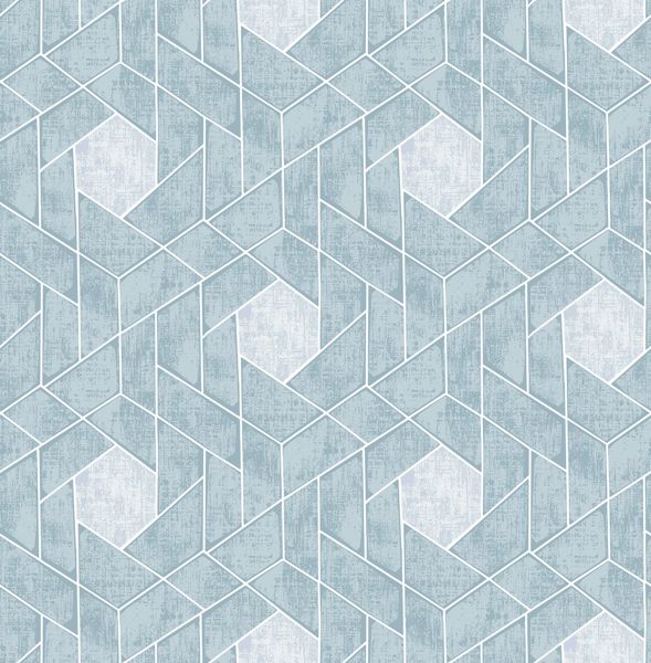 Picture of Granada Aqua Geometric Wallpaper- Scott Living