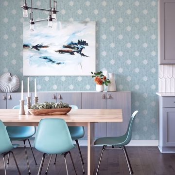 Show details for Granada Aqua Geometric Wallpaper- Scott Living