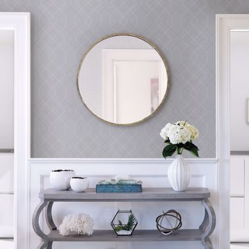 Show details for Ballard Pewter Geometric Wallpaper- Scott Living