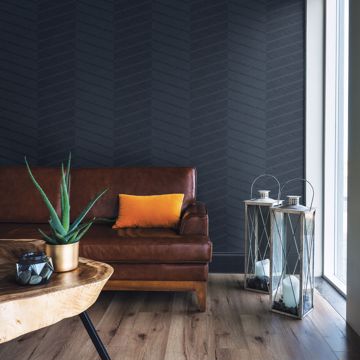 Show details for Aspen Indigo Chevron Wallpaper- Scott Living