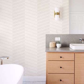 Show details for Aspen White Chevron Wallpaper- Scott Living