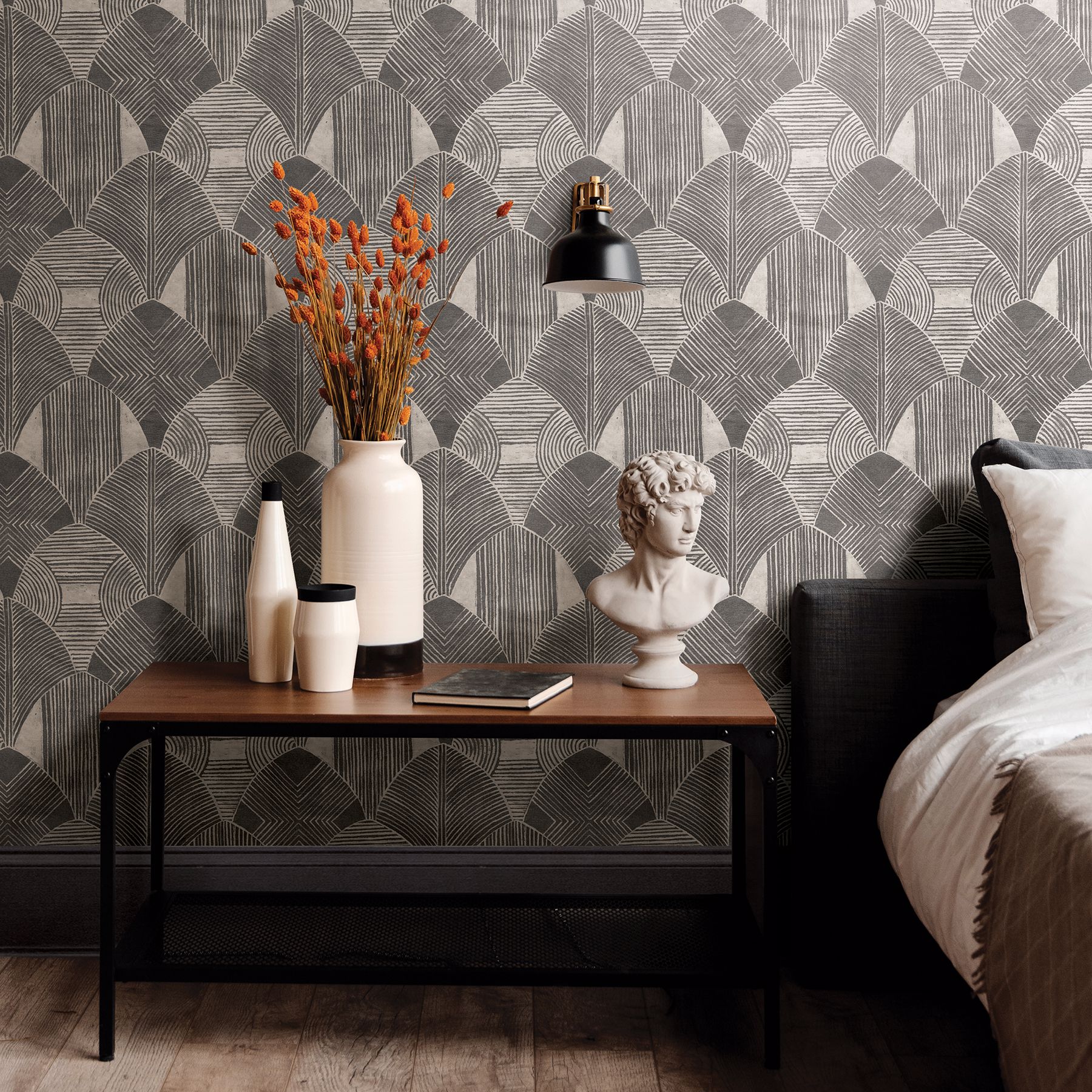 296425928 Westport Charcoal Geometric Wallpaper by AStreet Prints