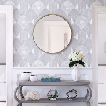 Show details for Westport Pewter Geometric Wallpaper- Scott Living
