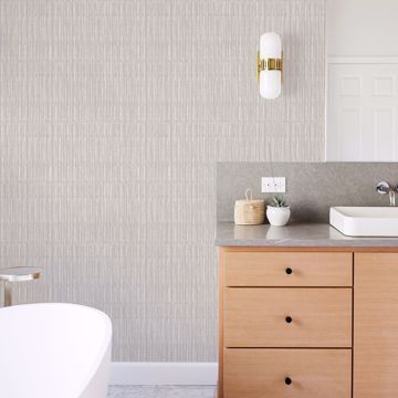 Show details for Brixton Light Grey Texture Wallpaper- Scott Living