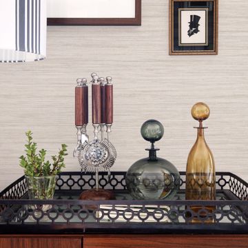 Show details for Barnaby Off-White Faux Grasscloth Wallpaper- Scott Living