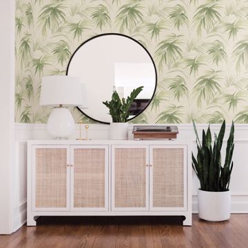 Show details for Darlana Green Grasscloth Wallpaper- Scott Living