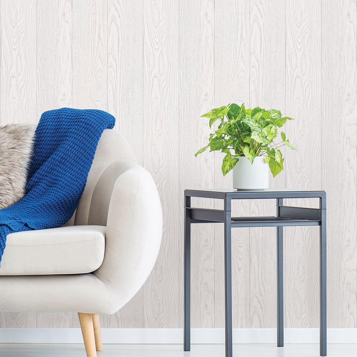 NH3055 - Timber White Peel and Stick Wallpaper - by InHome