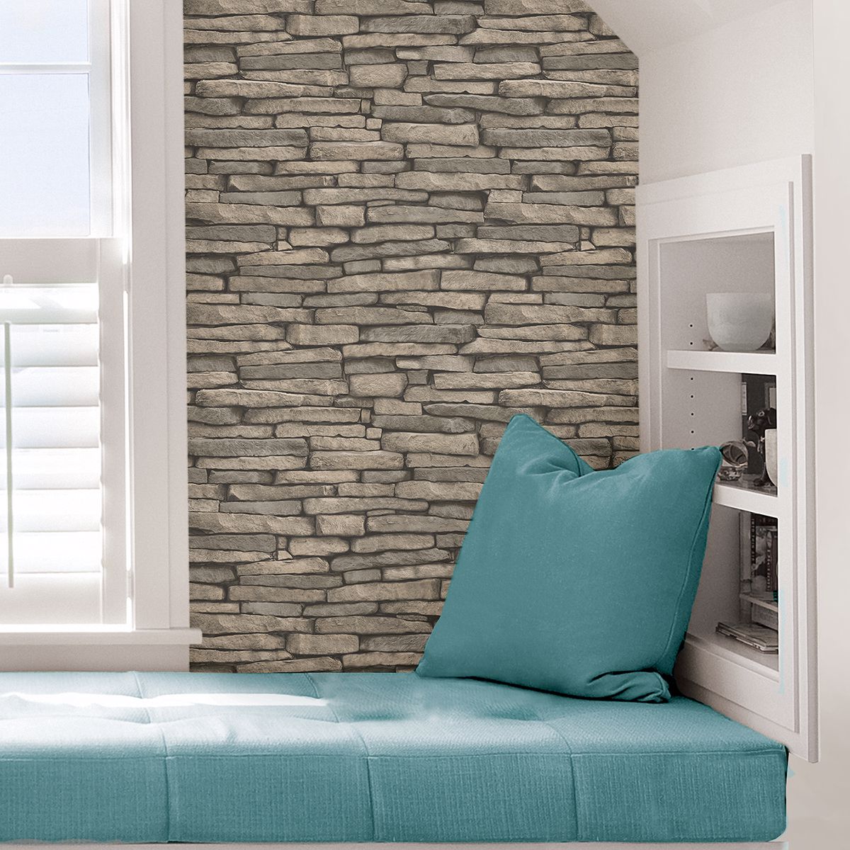 NH3059 - Hickory Creek Stone Peel & Stick Wallpap Peel and Stick