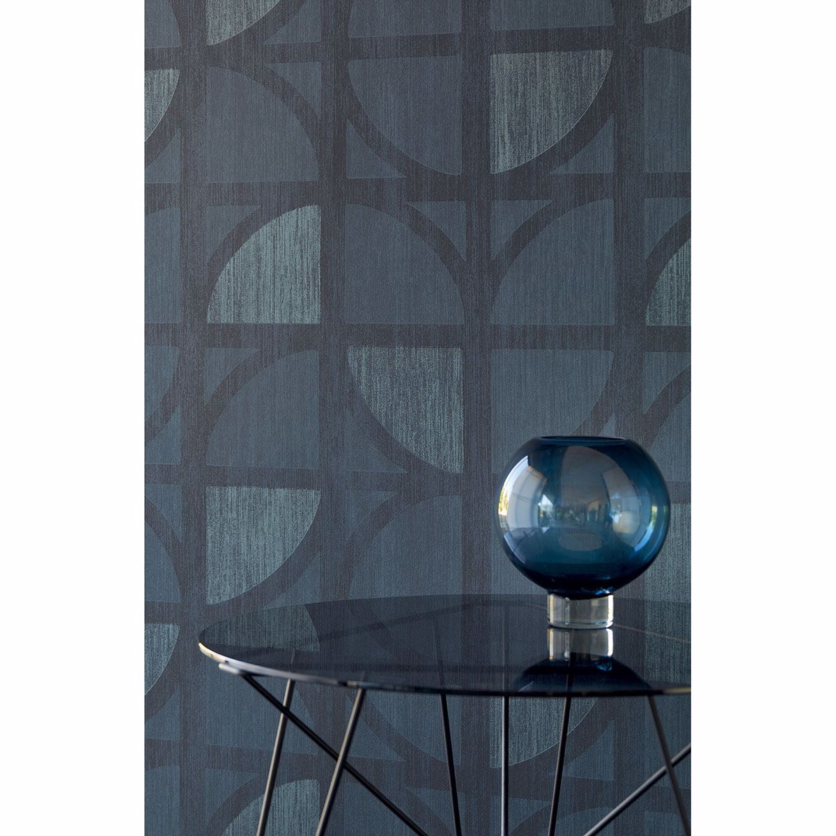 395813 Tulip Dark Blue Geometric Trellis Wallpaper by Eijffinger
