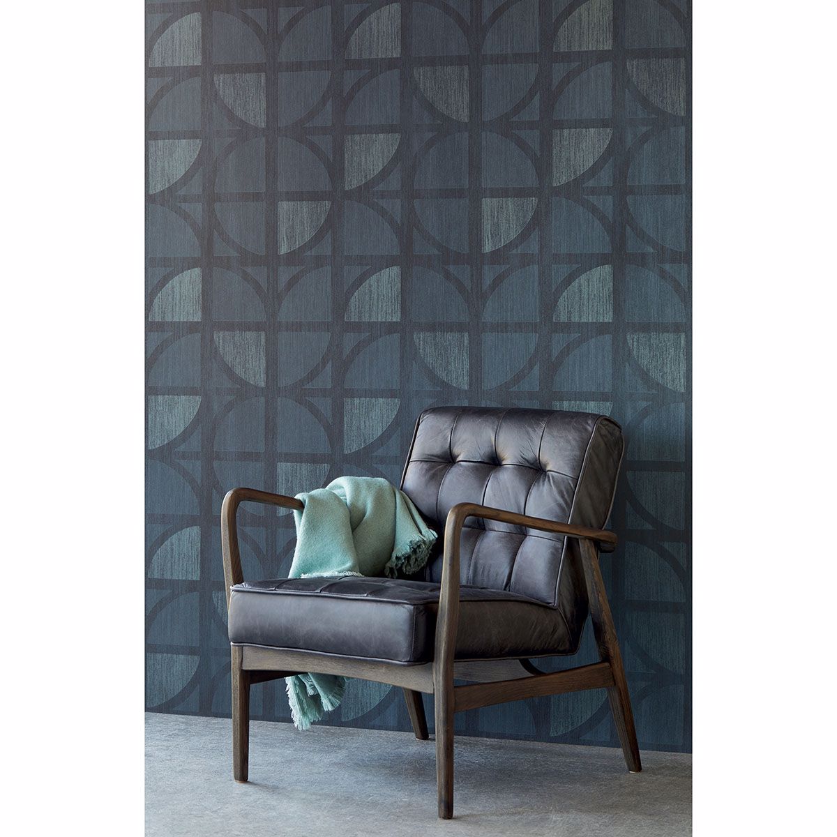 395813 Tulip Dark Blue Geometric Trellis Wallpaper by Eijffinger
