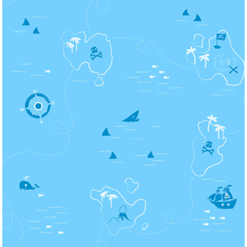 Show details for Charlie Blue Treasure Map Wallpaper
