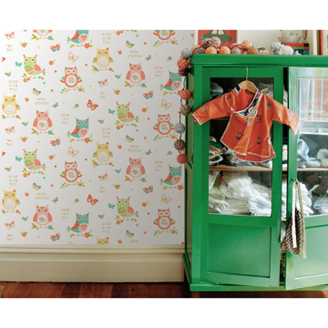 Show details for Flynn White Owls Wallpaper