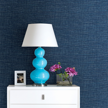 Show details for Exhale Dark Blue Woven Texture Wallpaper