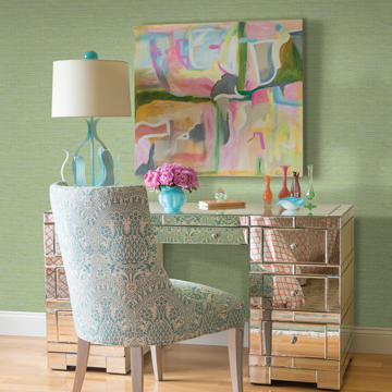 Show details for Agave Green Imitation Grasscloth Wallpaper