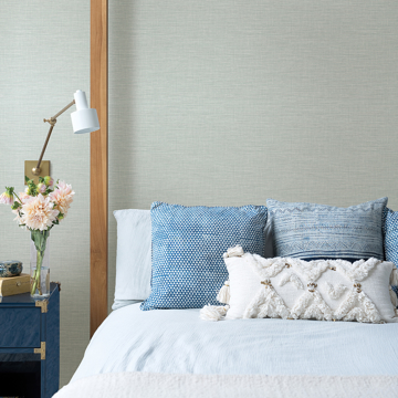 Show details for Exhale Blue Woven Texture Wallpaper