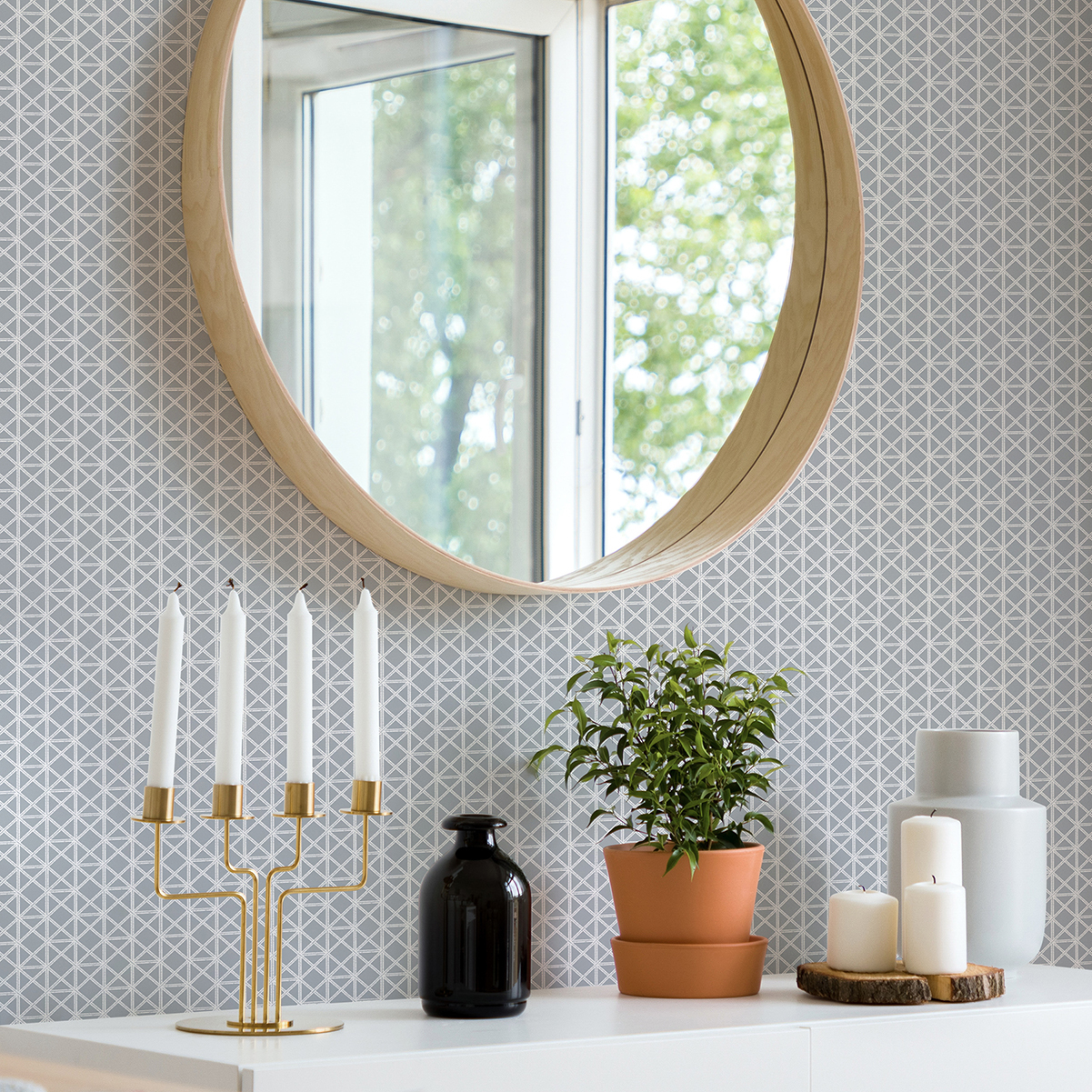 2969-26002 - Lisbeth Grey Geometric Lattice Wallpaper - by A-Street Prints