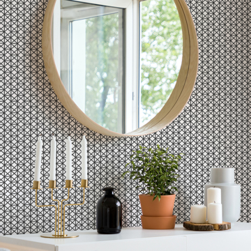 Show details for Lisbeth Black Geometric Lattice Wallpaper