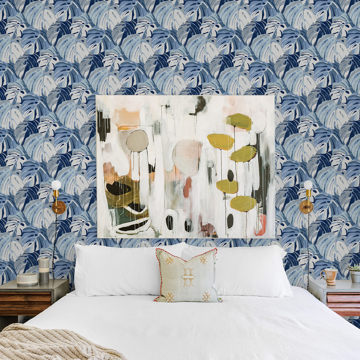 Show details for Samara Blue Monstera Leaf Wallpaper