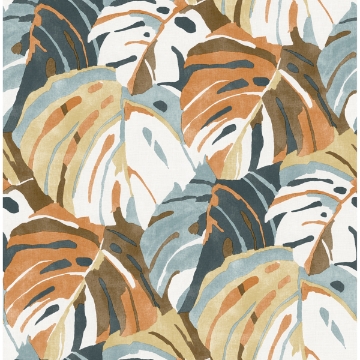 Picture of Samara Orange Monstera Leaf Wallpaper
