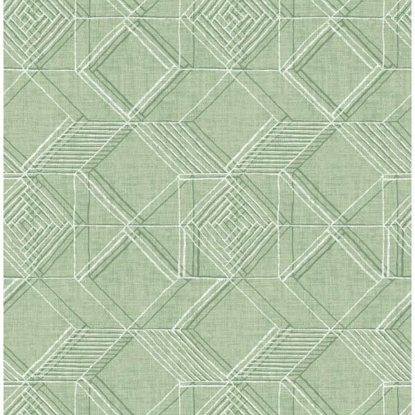 Picture of Moki Green Lattice Geometric Wallpaper