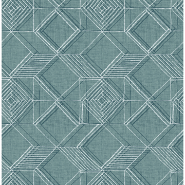 Picture of Moki Teal Lattice Geometric Wallpaper