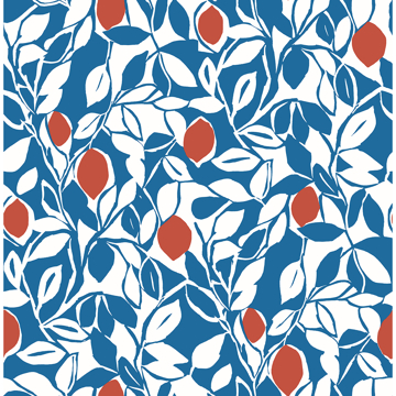Picture of Loretto Blue Citrus Wallpaper