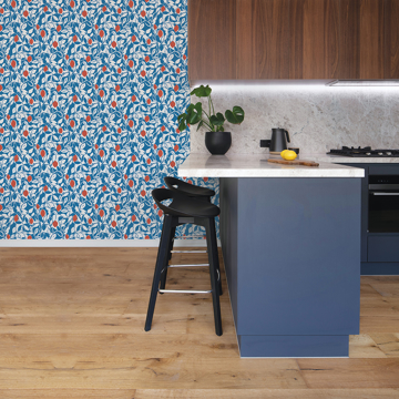 Show details for Loretto Blue Citrus Wallpaper