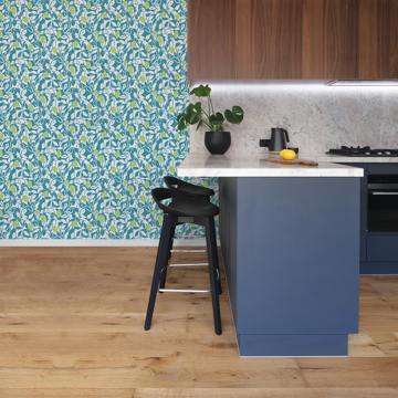 Show details for Loretto Teal Citrus Wallpaper