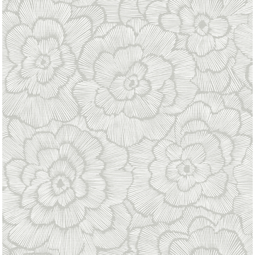 Picture of Periwinkle Light Grey Textured Floral Wallpaper
