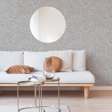 Show details for Periwinkle Grey Textured Floral Wallpaper