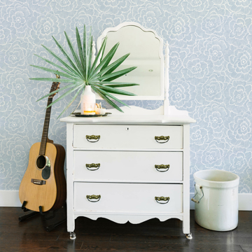 Show details for Periwinkle Blue Textured Floral Wallpaper
